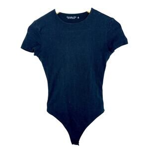 Abercrombie & Fitch Soft AF Collection Black Short Sleeve Bodysuit Womens Size S